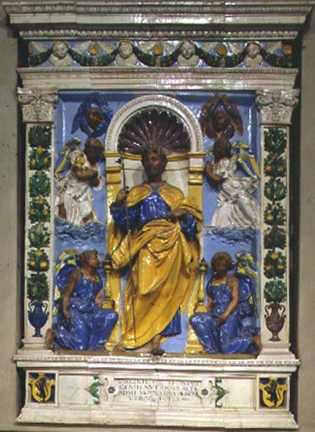 Christ enthroned with angels, bas relief von Della  Robbia