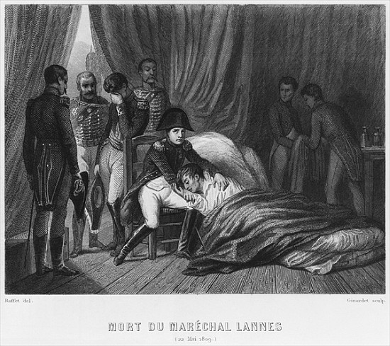 Last moments of Marshal Lannes, Duke of Montebello, at the battle of Essling on 22nd May 1809; engra von Denis-Auguste-Marie Raffet