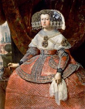 Queen Maria Anna of Spain in a red dress 1655/60