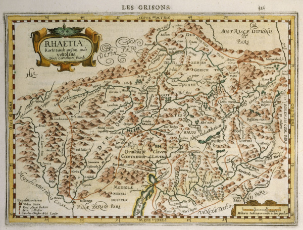Graubünden, Landkarte von Dirck Cornelisz Swart