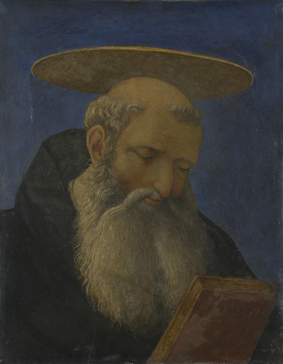 Kopf eines Heiligen mit Tonsur und Bart (aus Carnesecchi Tabernakel) von Domenico Veneziano