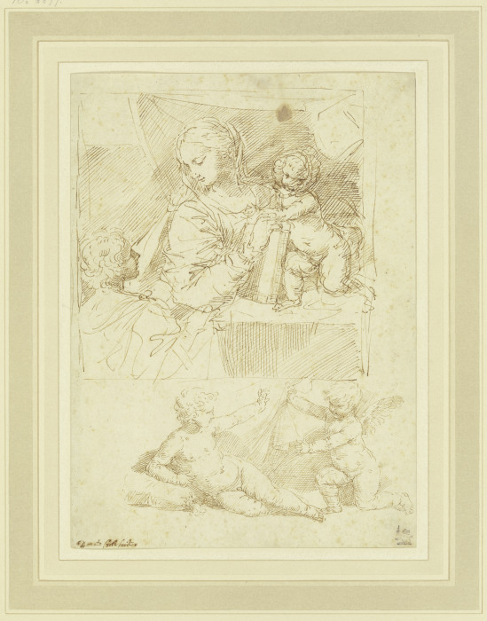 Maria mit dem Jesuskind und dem Johannesknaben, darunter lagernder Knabe mit Putto von Donato Creti