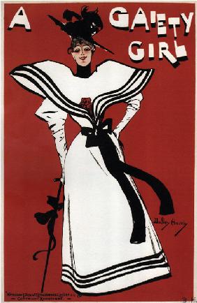 Plakat für die Operette "A Gaiety Girl" von Sidney Jones 1893