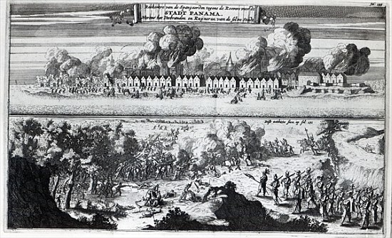 Battle between the Buccaneers and the Spaniards during the attack on Panama in 1671 von Dutch School