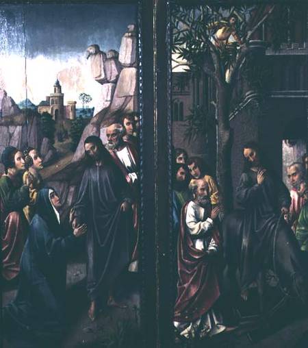Christ taking leave of his mother; Christ's entry into Jerusalem von Dutch School