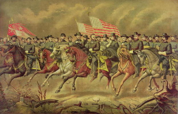 Grant and his Officers (colour litho) von E. Boell