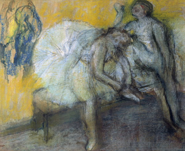 2 Tänzerinnen in der Garderobe von Edgar Degas