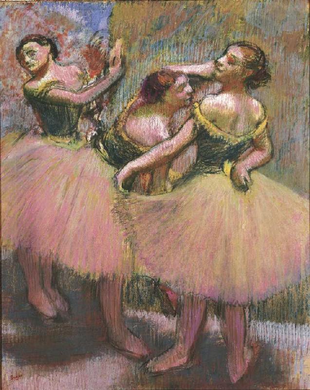 Drei Tänzerinnen mit grünen Korsagen von Edgar Degas