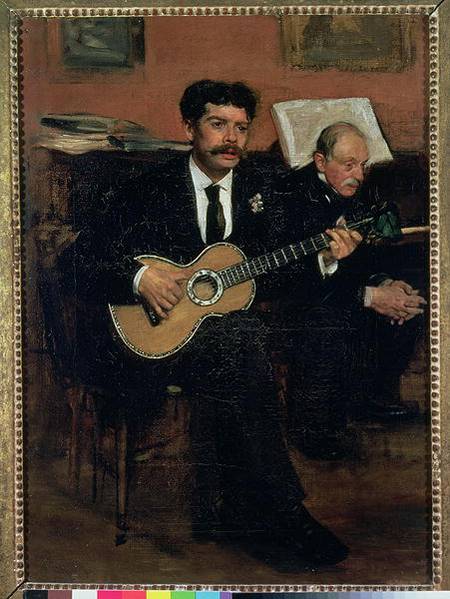 Portrait of Lorenzo Pagans (1838-83), Spanish tenor, and Auguste Degas (1807-74), the artist's fathe von Edgar Degas