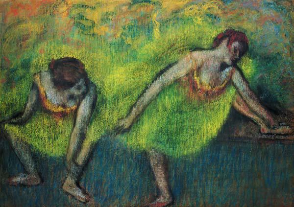 Two dancers relaxing (pastel)