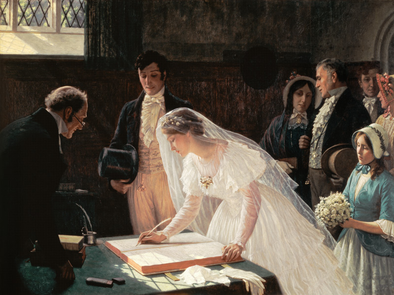 Signing the Register von Edmund Blair Leighton