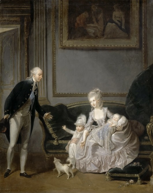 Die Familie des Ludwig Philipp II. Joseph, Herzog von Orléans (1747-1793) im Palais Royal, 1776 von Edouard Cibot