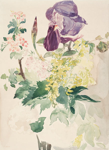 Blumenstück mit Schwertlilie, Goldregen und Geranie von Edouard Manet