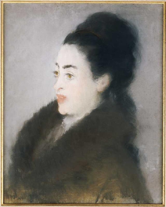 Dame in einem Pelzmantel von Edouard Manet
