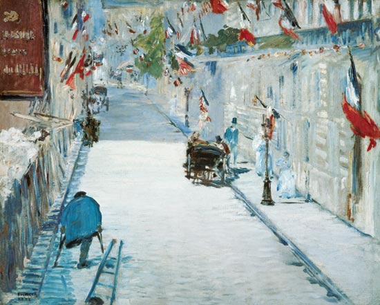 Die Rue Mosnier in Paris im Fahnenschmuck. von Edouard Manet