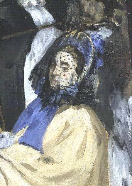 Music in the Tuileries Gardens, detail of a veiled woman von Edouard Manet