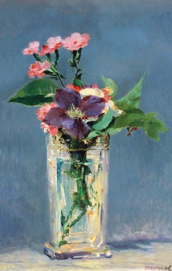 Klematis in einer Kristallvase 1880