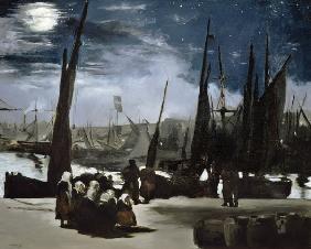 Vollmondnacht im Hafen von Boulogne 1869