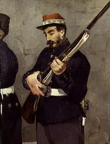 Die Erschiessung Kaiser Maximilians von Mexico 1867. Detail: Soldat mit Gewehr
