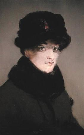 Mery Laurent (1849-1900) Wearing a Fur-Collared Cardigan 1882