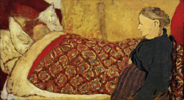 Das Wiegenlied: Marie Roussel im Bett, von Edouard Vuillard