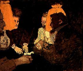 Beim Kartenspiel (Die Brüder Nathanson und das Ehepaar Blum) von Edouard Vuillard