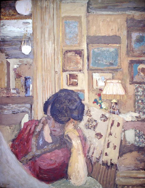Mme Hessel seated in front of a glassed armoire, 1906 (oil on canvas)  von Edouard Vuillard