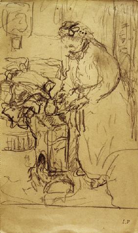 Madame Vuillard devant un poele a