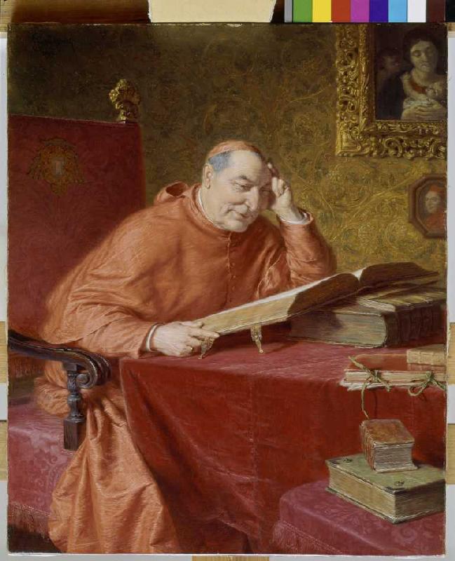 Lesender Kardinal. von Eduard Grützner