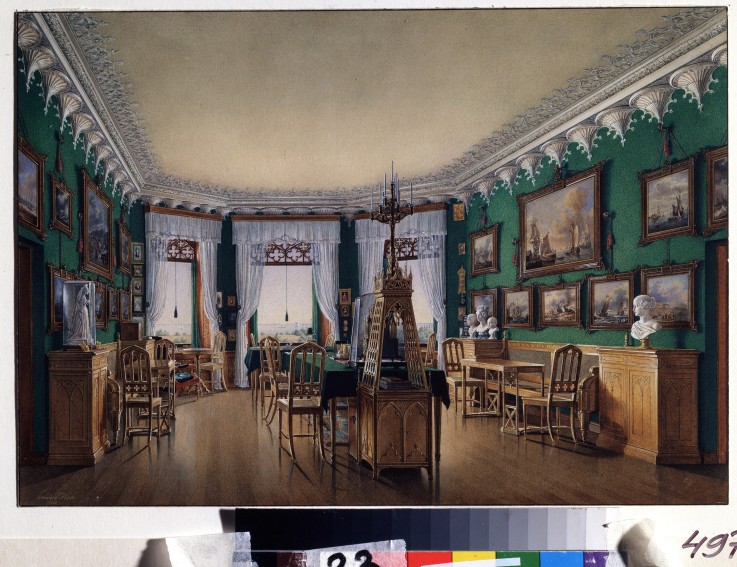 Das Arbeitszimmer des Kaisers Nikolaus I. im Cottage Palast von Peterhof von Eduard Hau