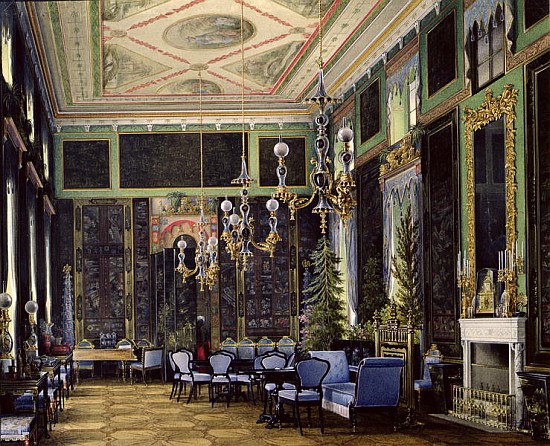 The Chinese Room in the Great Palais in Tsarskoye Selo (w/c, gouache and ink on paper) von Eduard Hau