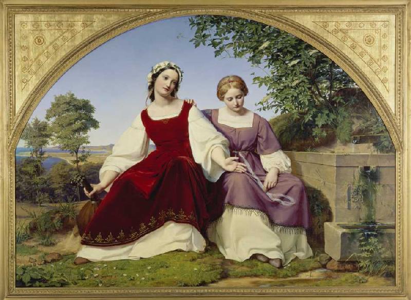 Die zwei Mädchen am Brunnen von Eduard Julius Friedrich Bendemann