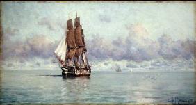 A Man-O-War Becalmed 1885