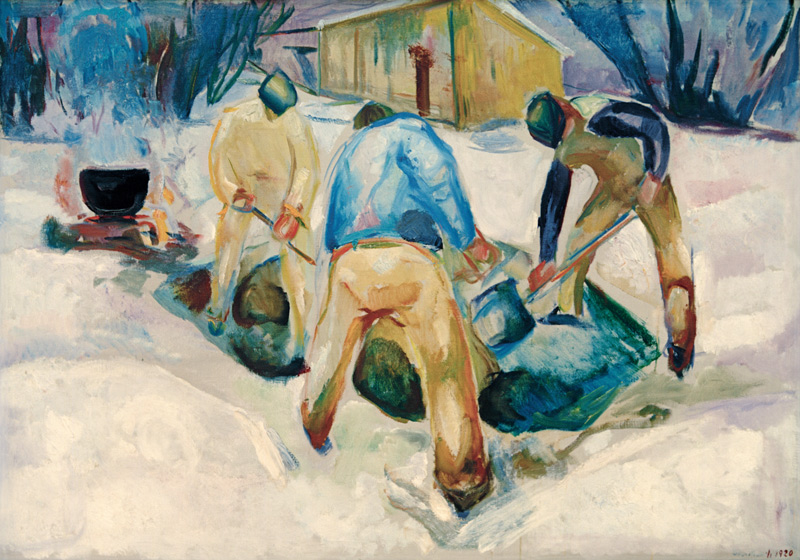 Straßenarbeiter im Schnee von Edvard Munch