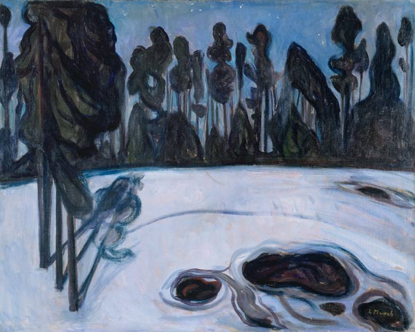 Winterlandschaft, Sternennacht, Winterlandschaft mit Sternen von Edvard Munch