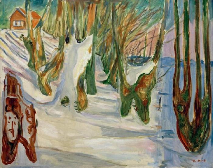 Alte Bäume (Winter, Ekely) von Edvard Munch