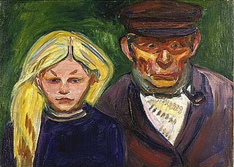 Alter Fischer mit Tochter. von Edvard Munch