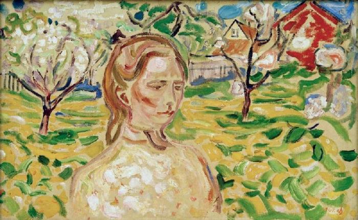 Frau im Garten von Edvard Munch