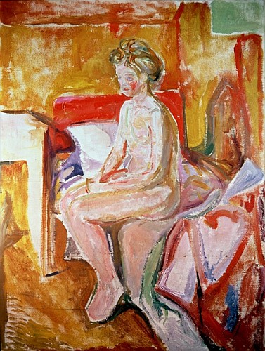 Girl seated on the edge of her bed  von Edvard Munch