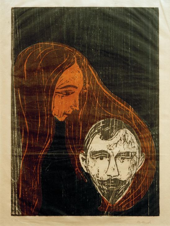Männerkopf in Frauenhaar von Edvard Munch