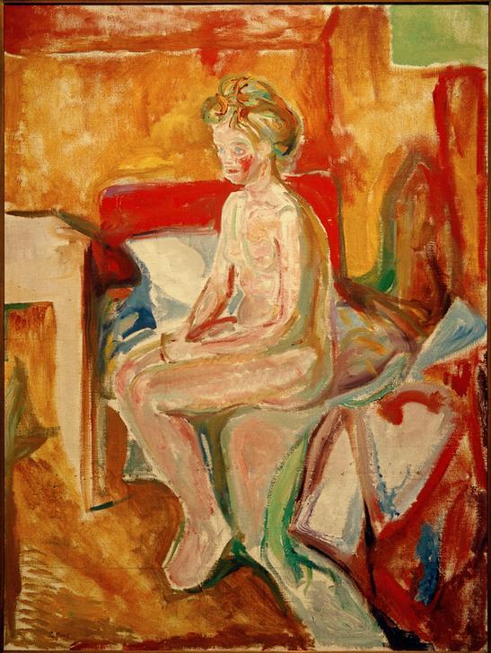 Sitzender Akt auf der Bettkante von Edvard Munch