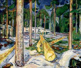 Der gelbe Baumstamm (Gefällte Baumstämme / Im Walde) 1912