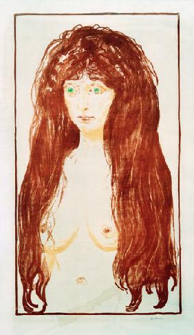 Die Sünde’, Akt mit roten Haaren und grünen Augen” 1901