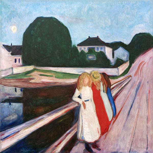 Vier Mädchen auf der Brücke von Edvard Munch