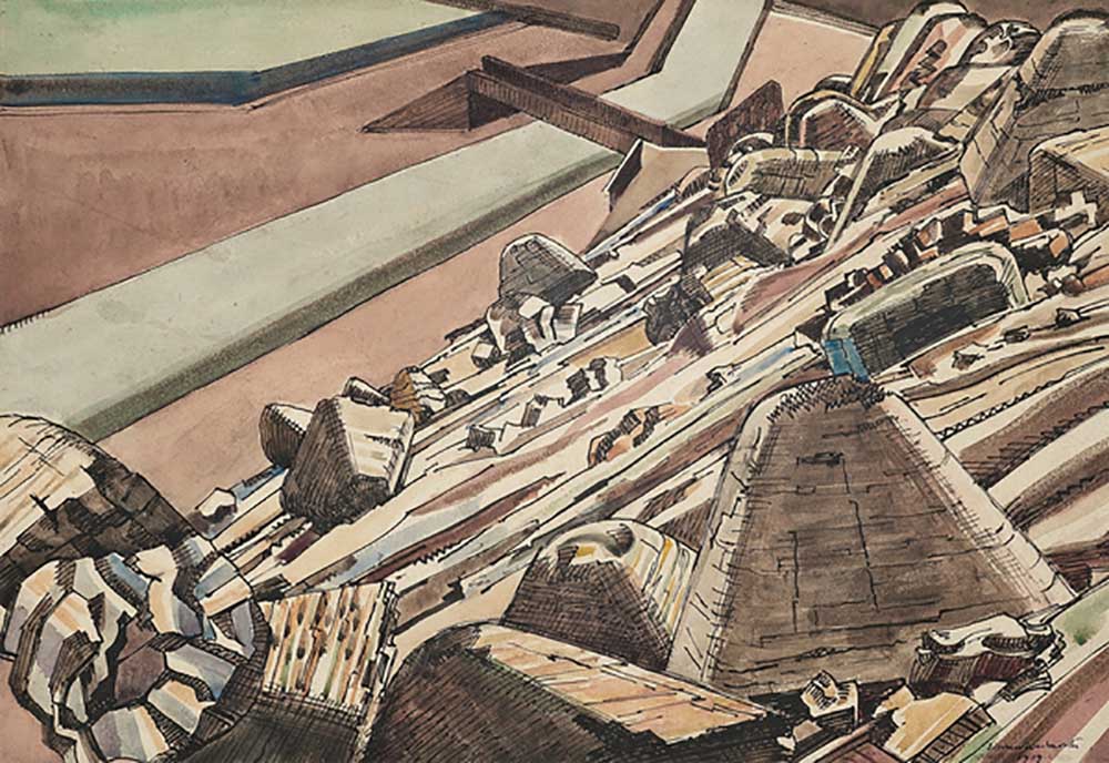 Schöpfkelle Schlacke Rund Eiche II, 1919 von Edward Alexander Wadsworth