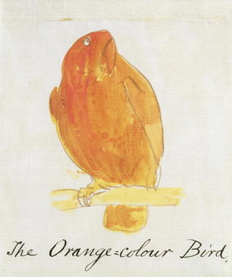 The Orange Colour Bird, from 'Sixteen Drawings of Comic Birds' (pen & ink and w/c on paper) von Edward Lear