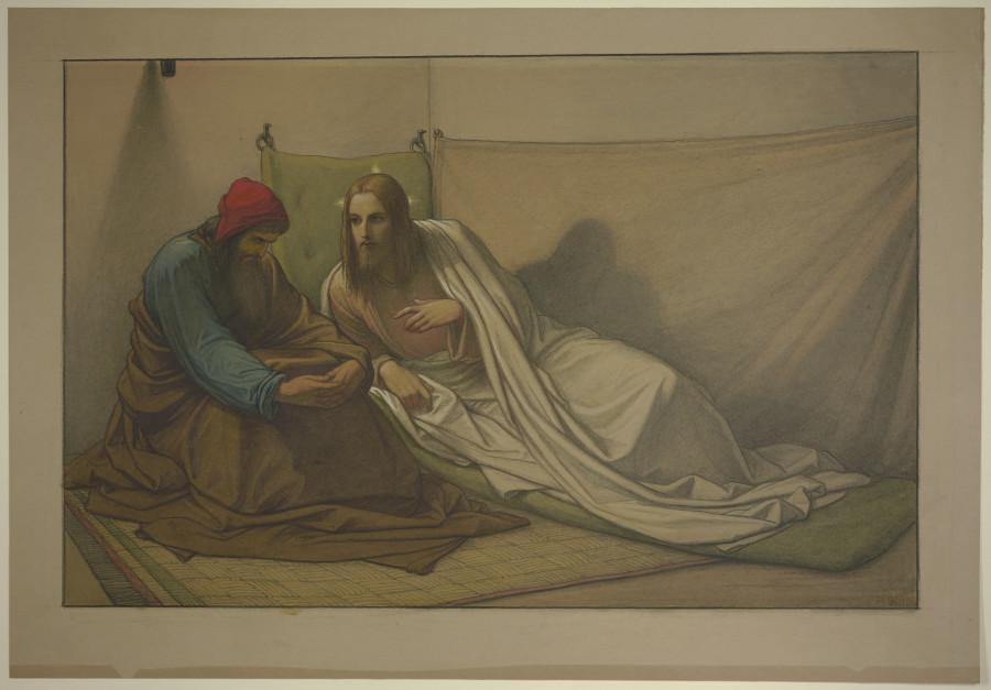 Christus und Nikodemus: Nächtliche Lehre (erste Komposition) von Edward von Steinle