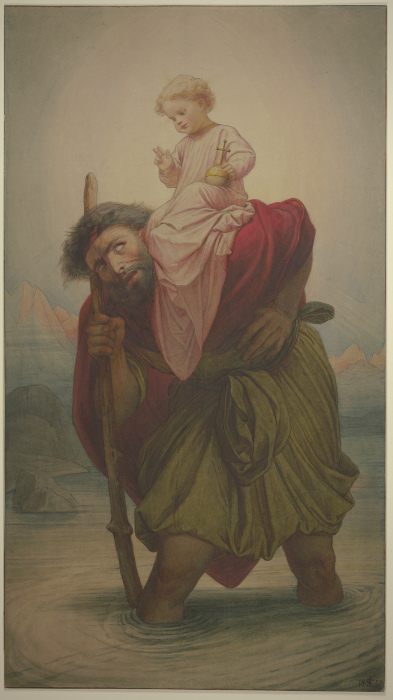 Der Heilige Christophorus mit dem Jesuskind im Fluß von Edward von Steinle