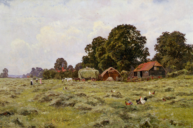 Haymaking in Fittleworth, Sussex von Edward Wilkins Waite