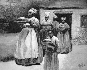 'Until dinner began to come in across the yard', slaves carry a prepared meal from a cookhouse to a 20th